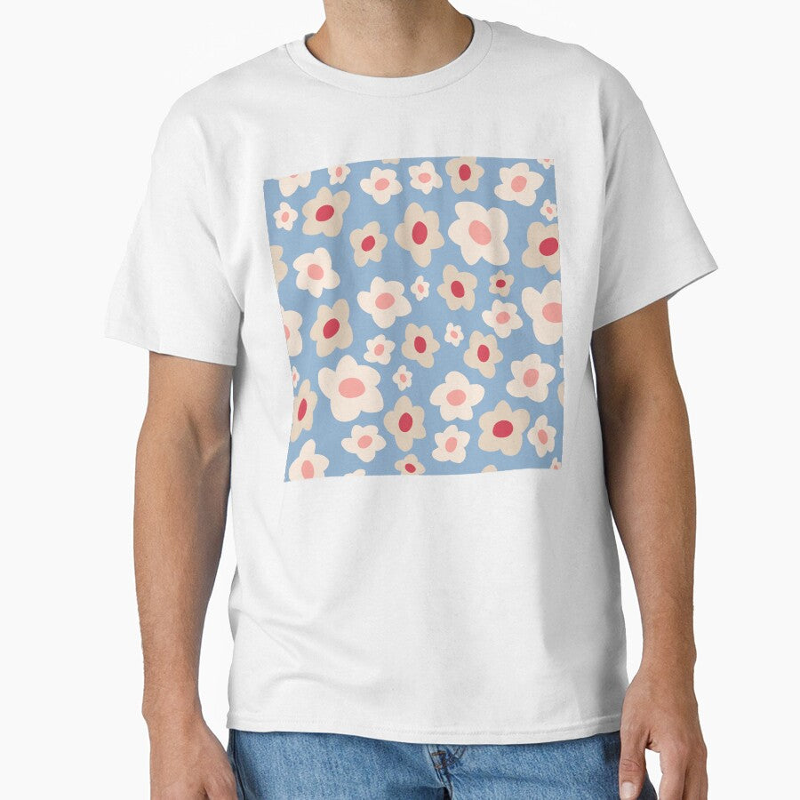 Retro Floral Surface Pattern Sky Blue by scorpiolane