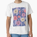Dahlia garden in blue by Illustrated by Nat