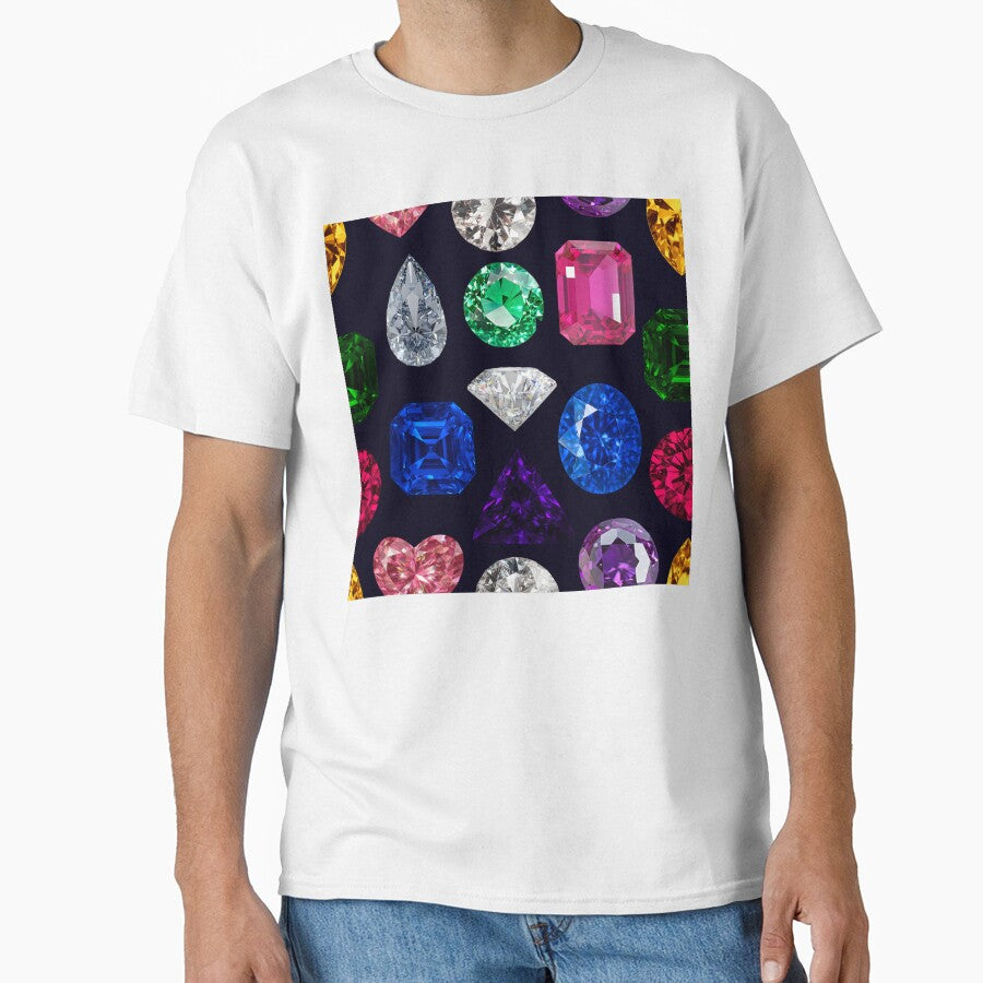 Rainbow Gemstone Seamless Pattern - Retro Bejeweled Luxury by Niji Hibana