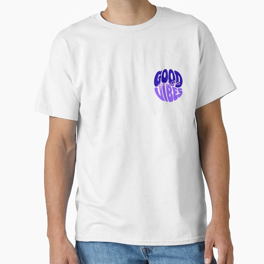 Retro Good Vibes Only Purple Aesthetic Typography Art by Theselinara