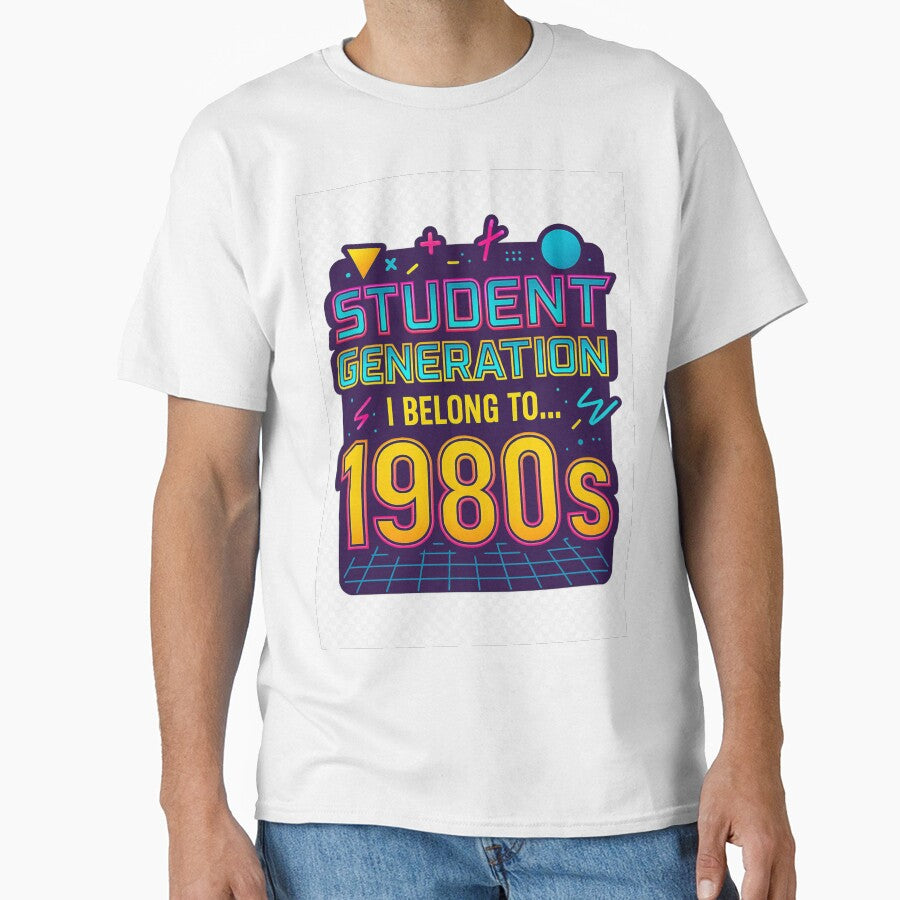 Student Generation T‑Shirt – 1980s Decade Back Print by Artist-shirt12