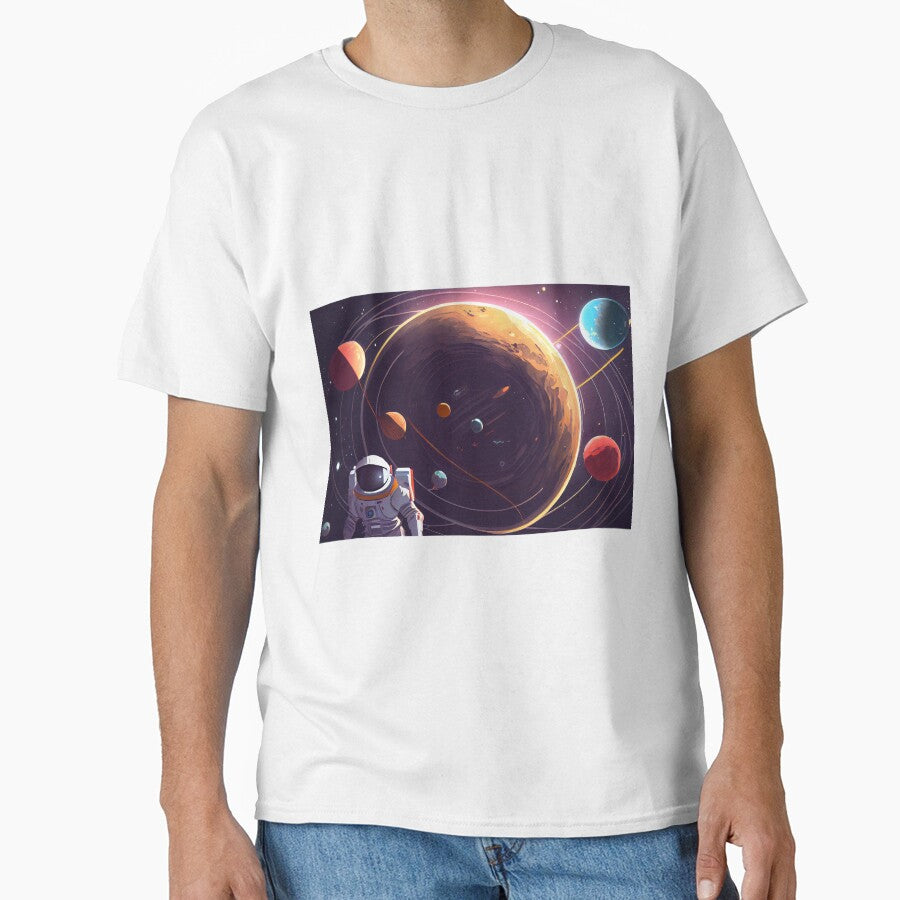 Solar system. Colorful planets, galaxy and universe. Astronaut in space. Space cartoon by anytka