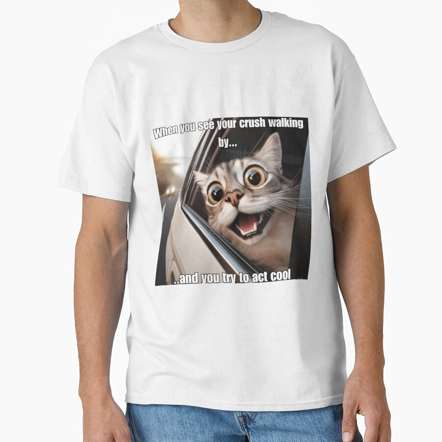 Funny Screaming Cat Meme - When You See Your Crush Walking By by CatmemesArt