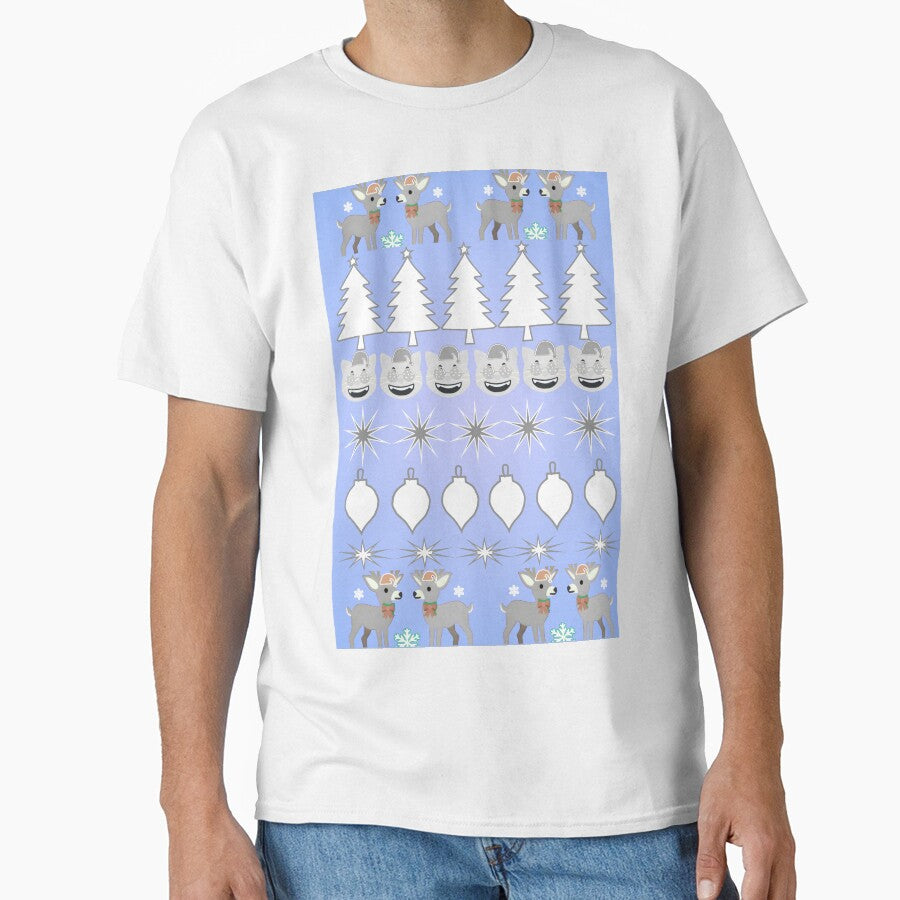 Cute Winter Deer & Christmas Pattern – Blue Festive Holiday Seamless Design by HopeAndHustle