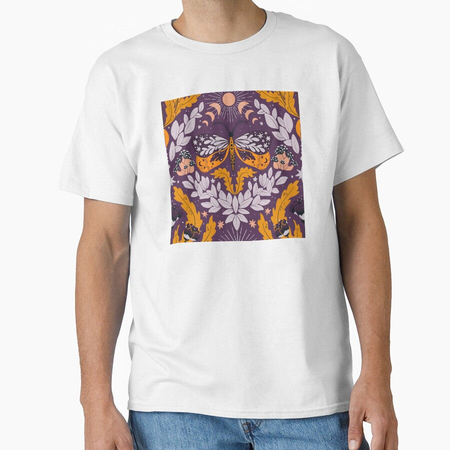 Whimsigoth butterfly florals -  dark purple, lavender and orange pattern by tanyadistudio