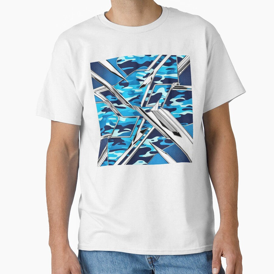 Futuristic Metallic and Bold Blue Camo Geometric Pattern by CamouflageLab