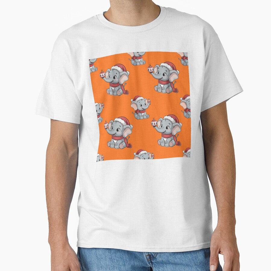Cute Christmas Elephant Seamless Pattern by Grang Art Artistic Designs