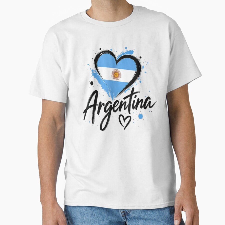 Argentina Heart Flag Graphic Shirt Patriotic Country Pride by BlitCrankMath
