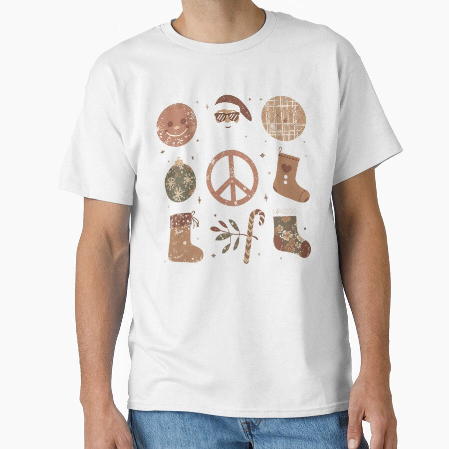 Retro Boho Christmas Collage Peace and Cheer by Yuan Wen