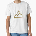 Minimal Gold Mountain – Adventure Hiking Line Art by PunchDrop