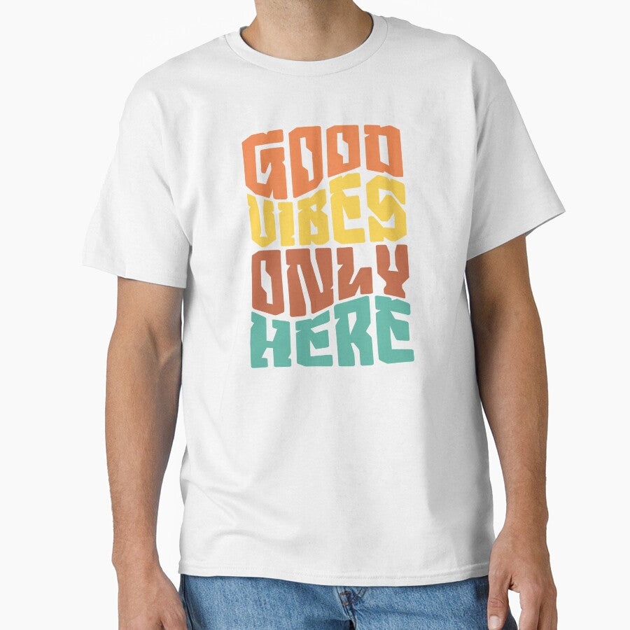 Good Vibes Only Here Groovy Retro Positive Typography by Parkerzz