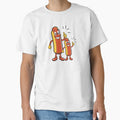 Tasty Hotdog funny fast food  cartoon seamless patterned illustration by HippoInkStudio