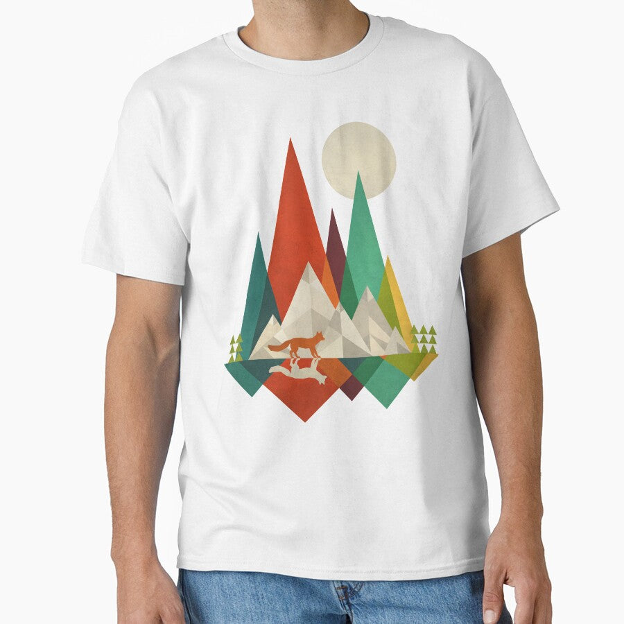 Fox in the Mountains on a Full Moon / Sun - Vector Artwork by solrevolver
