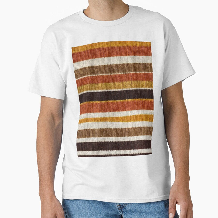 Brown Orange Horizontal Woven Stripe Textile Pattern by SassyArtistry