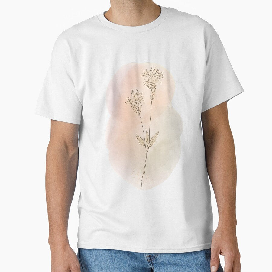 Delicate Wildflowers Line Art in Soft Neutral Tones by blankTeeShirt