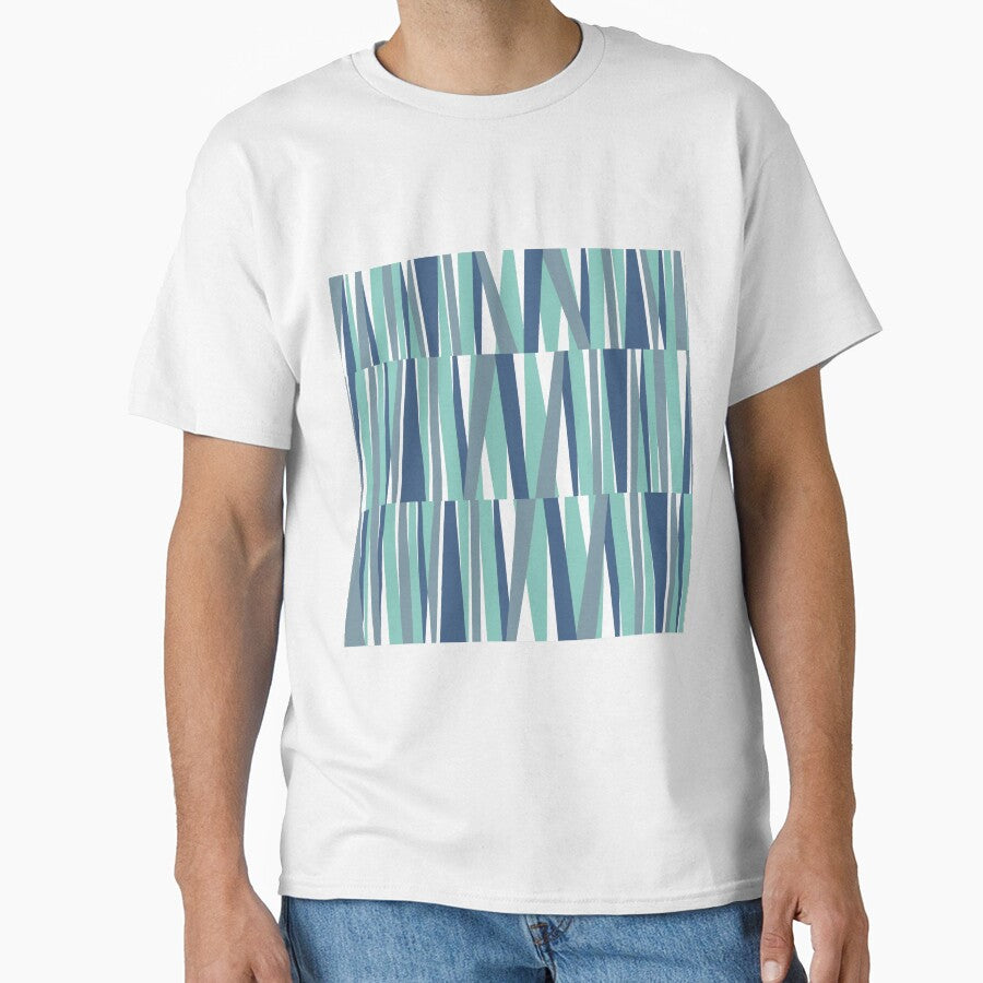 Retro Angular Stripes Blue and white by QuestingPixel