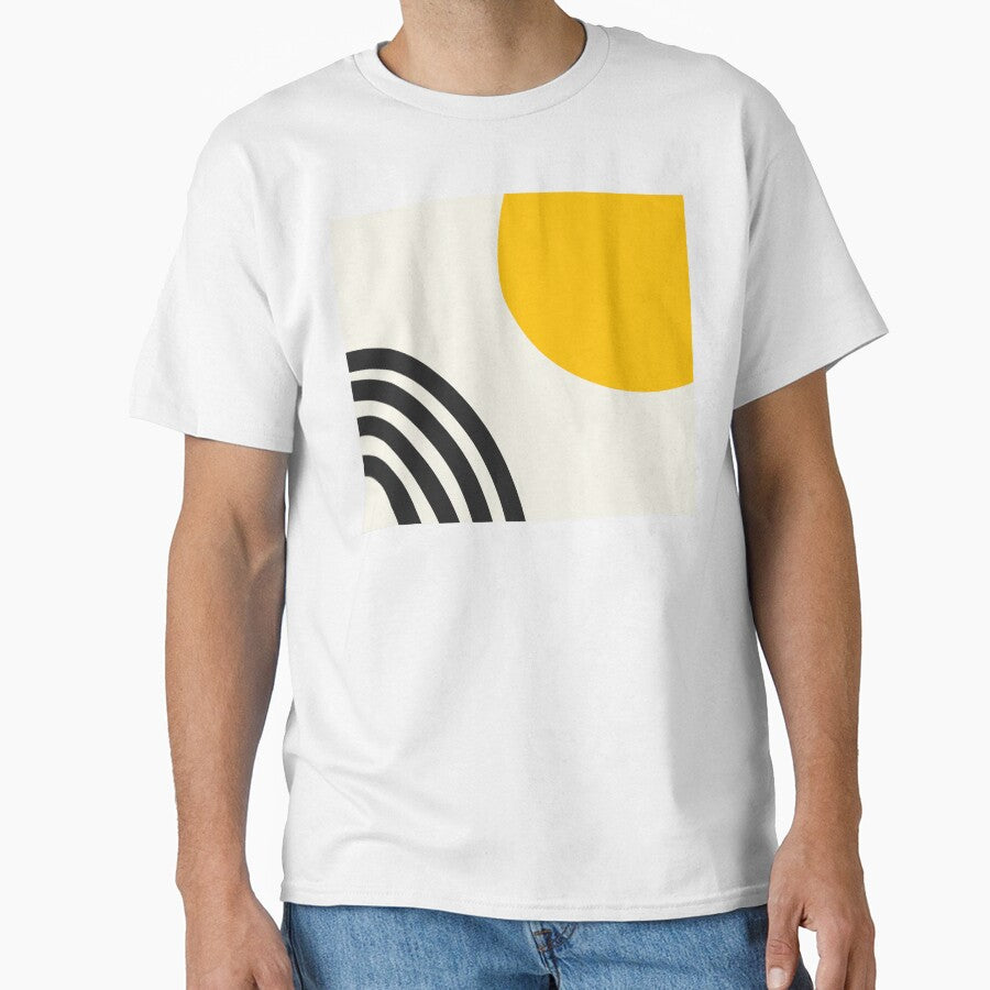 Mid century modern circle and lines in yellow by CherieTree
