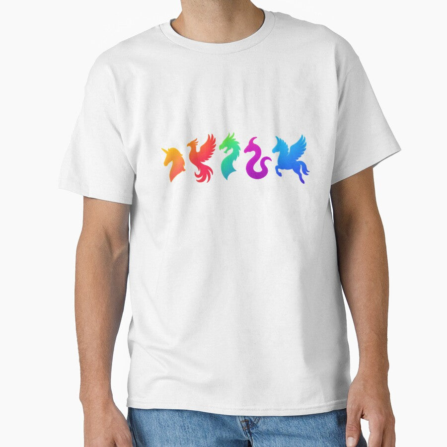 Rainbow Fantasy Creatures Silhouette Art by MysticArtisan