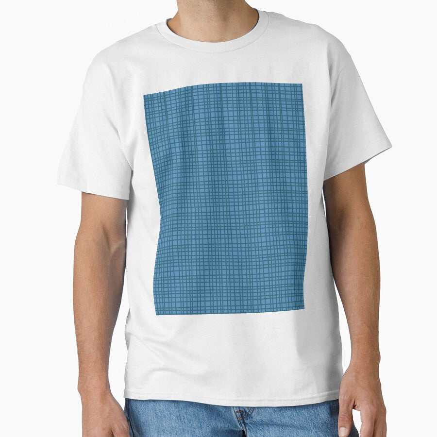 Fine Weave Retro Mid Century Modern Minimalist Woven Line Pattern in Winter Blue and Teal by kierkegaard