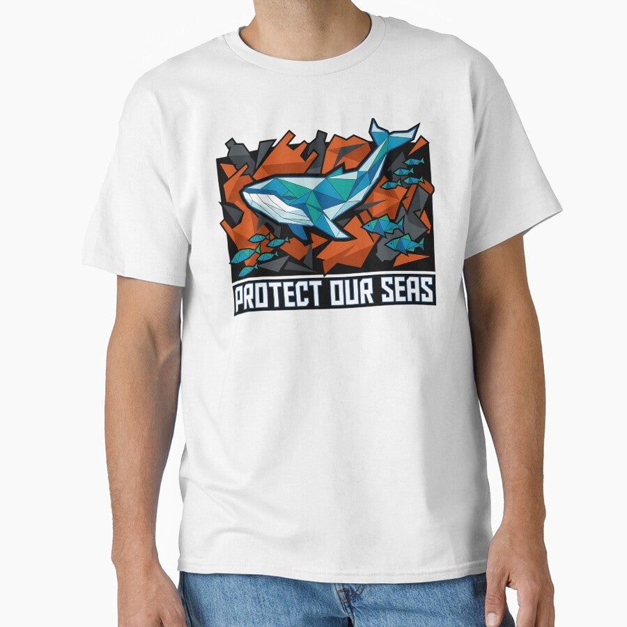 Protect Our Sea Geometric Whale Ocean Conservation Low Poly by chattsuede