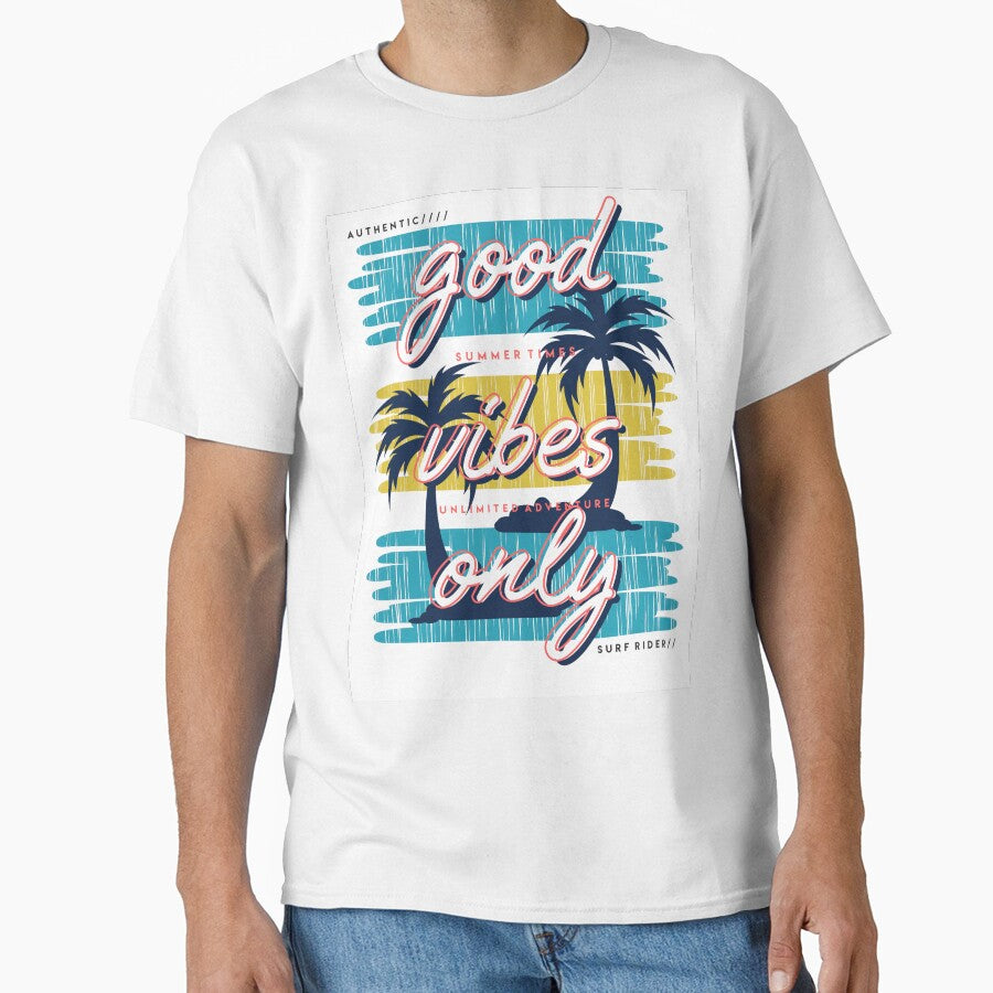 Good Vibes Only Slogan Beach Graphic T-shirt Typography Design by Peekonet