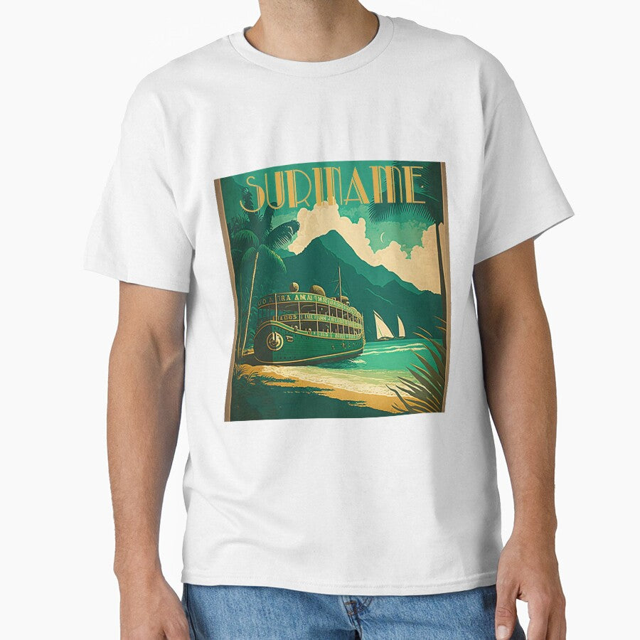 Suriname Coastline Vintage Travel Art Poster by OldTravelArt