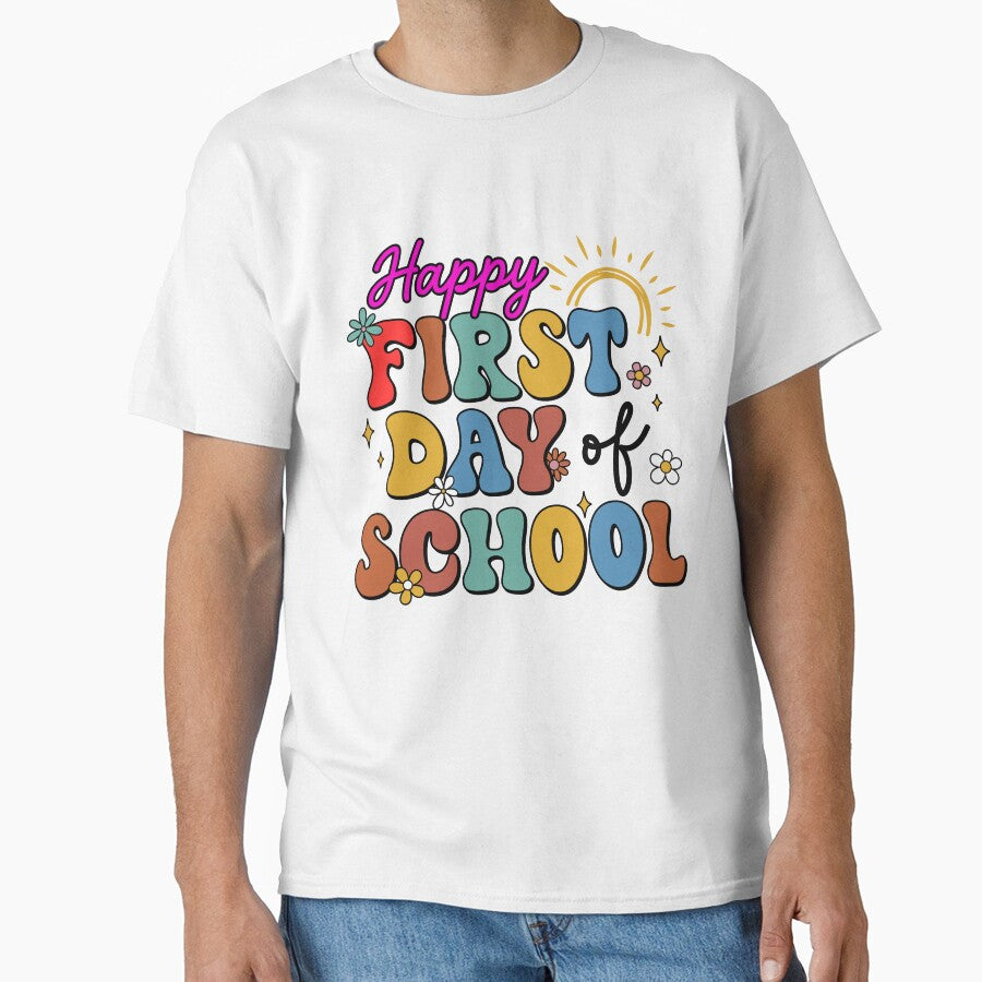 Groovy Retro First Day of School Kids Teacher by KroghDs