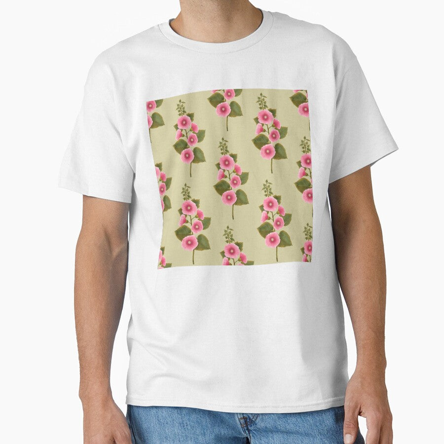 Vintage Pink Mallows Sage Green Seamless Pattern by Grin Katalina Floral Patterns & Cozy Art