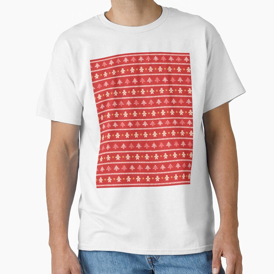 Red Christmas Gingerbread Ugly Sweater Pattern Design by DrawHandArt