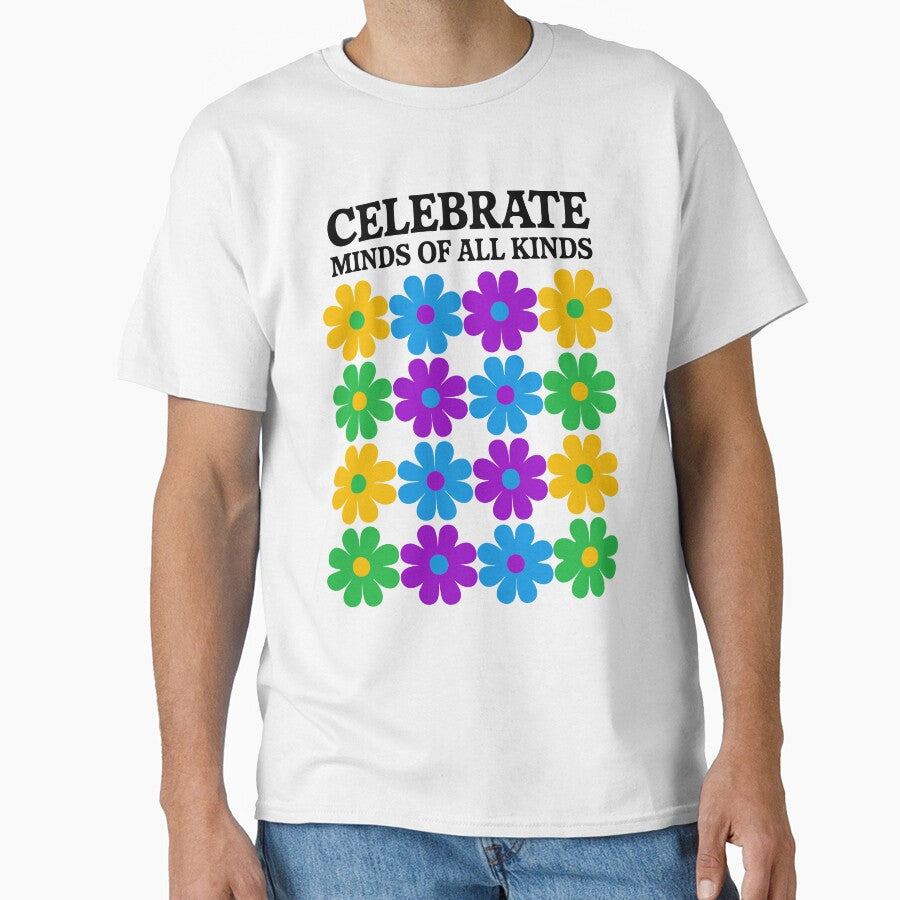 Celebrate Minds of All Kinds – Retro Floral Positivity - Mental Health Awareness - Non stimulating color palette by pixelated_echoes