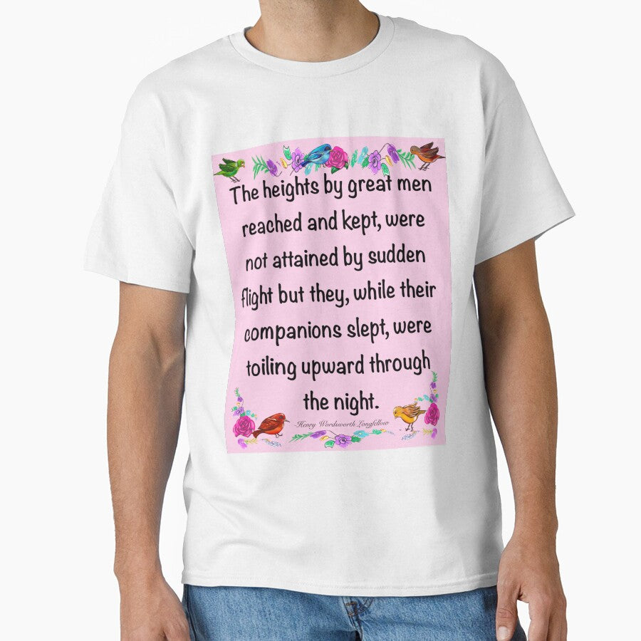 Motivational Inspirational motivation affirmation in pink - The heights by great men reached and kept by Artonmytee