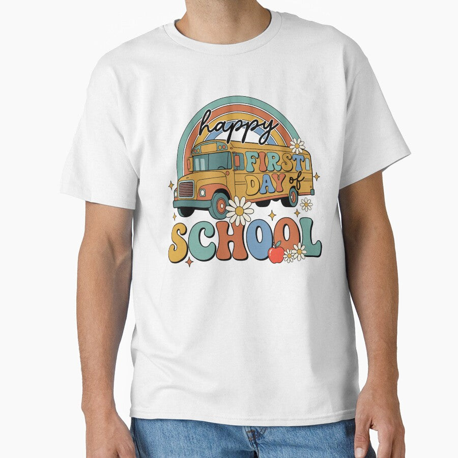 Retro Rainbow School Bus First Day of School by KroghDs