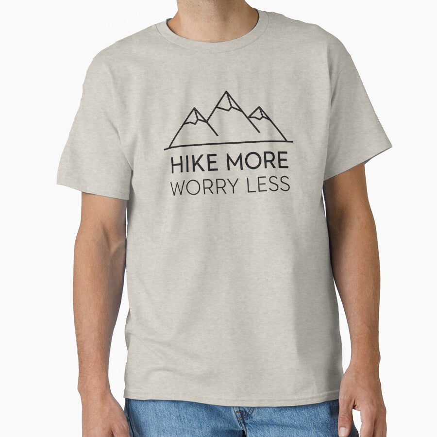 Hike More Worry Less Minimalist Mountain Design by GabeMountainArt