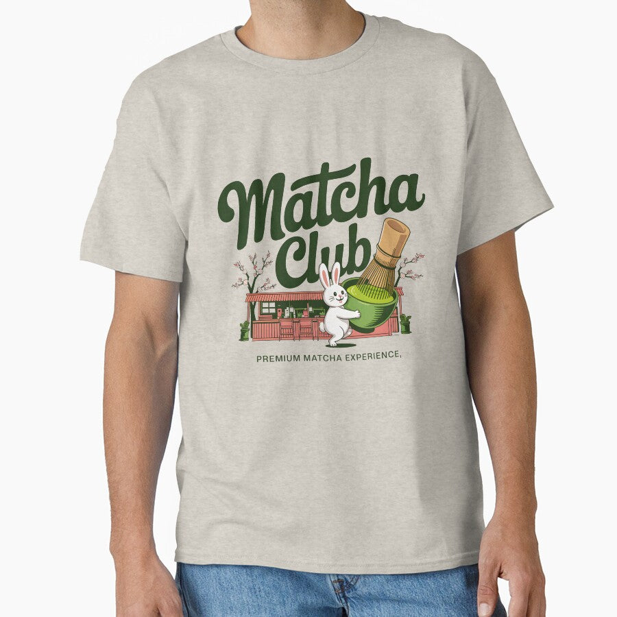 Matcha Club Premium Matcha Experience Cute Bunny Tea Lover Shirt by Raw Tigers