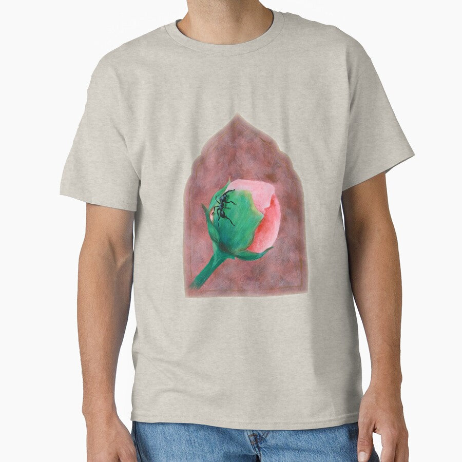 Peony Bud with Ant Dark Botanical Arch Painting by simh