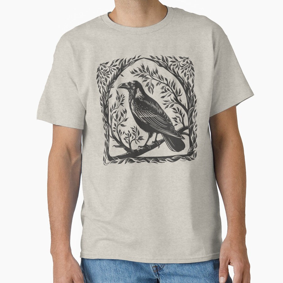Raven Folk Art Gothic Botanical Bird Crowcore by Y-Vibes