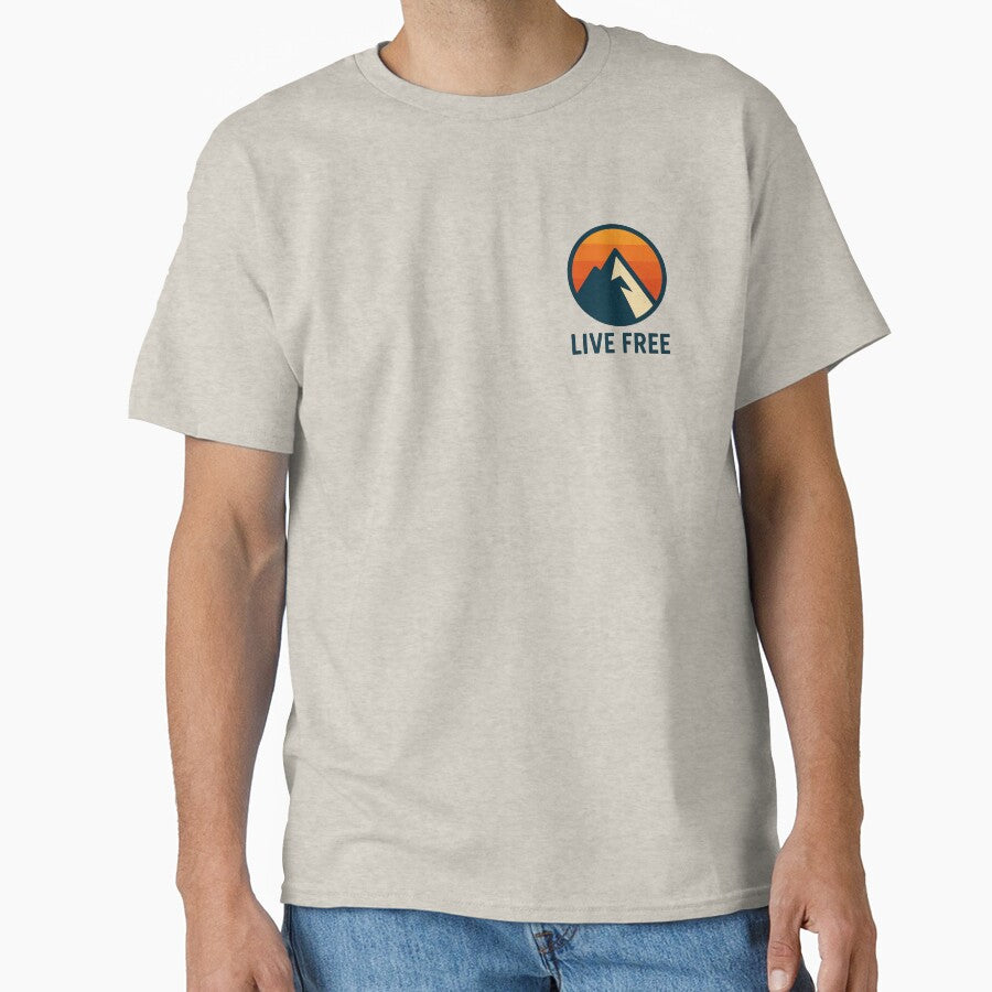 Live Free – Minimalist Mountain Sunset Logo Design by Even1990