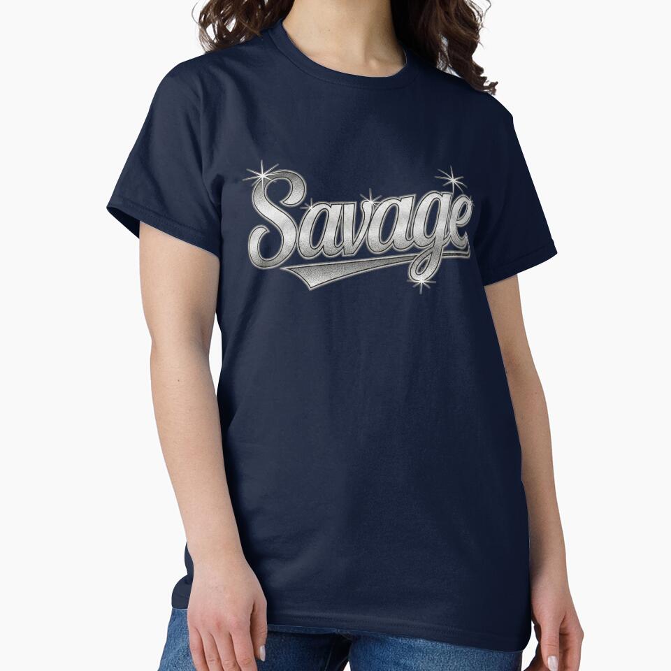 Savage Metallic Varsity Typography | aespa Inspired Y2K Chrome Design by Meivelle