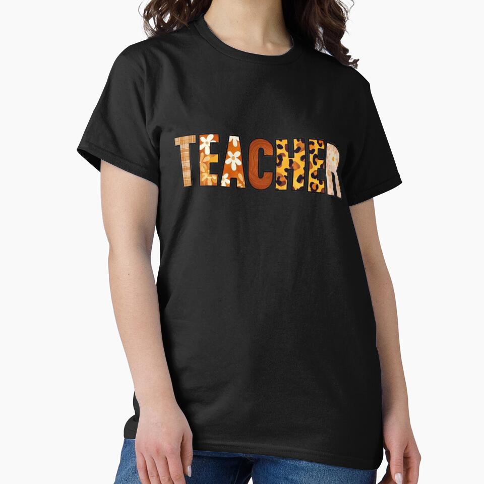 Retro Teacher Design | Boho Pattern Letter Art for Educators by WHDProduction45
