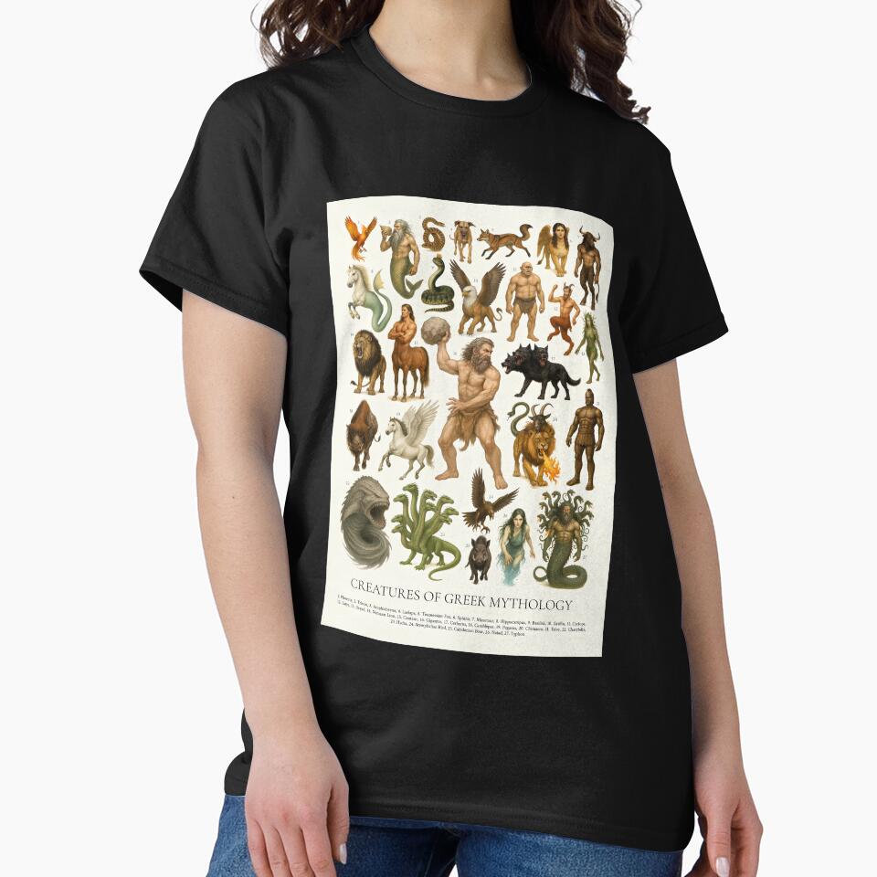 Creatures of Greek Mythology Retro Style Illustration Chart by kakarikihill