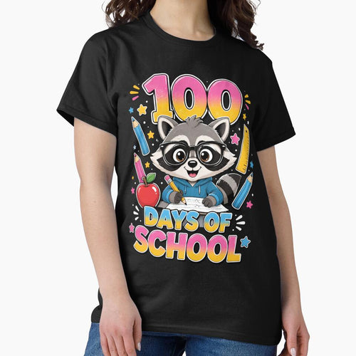 100 Days of School Teacher Kid Cute Raccoon Classroom Design by OlakunleOloroz