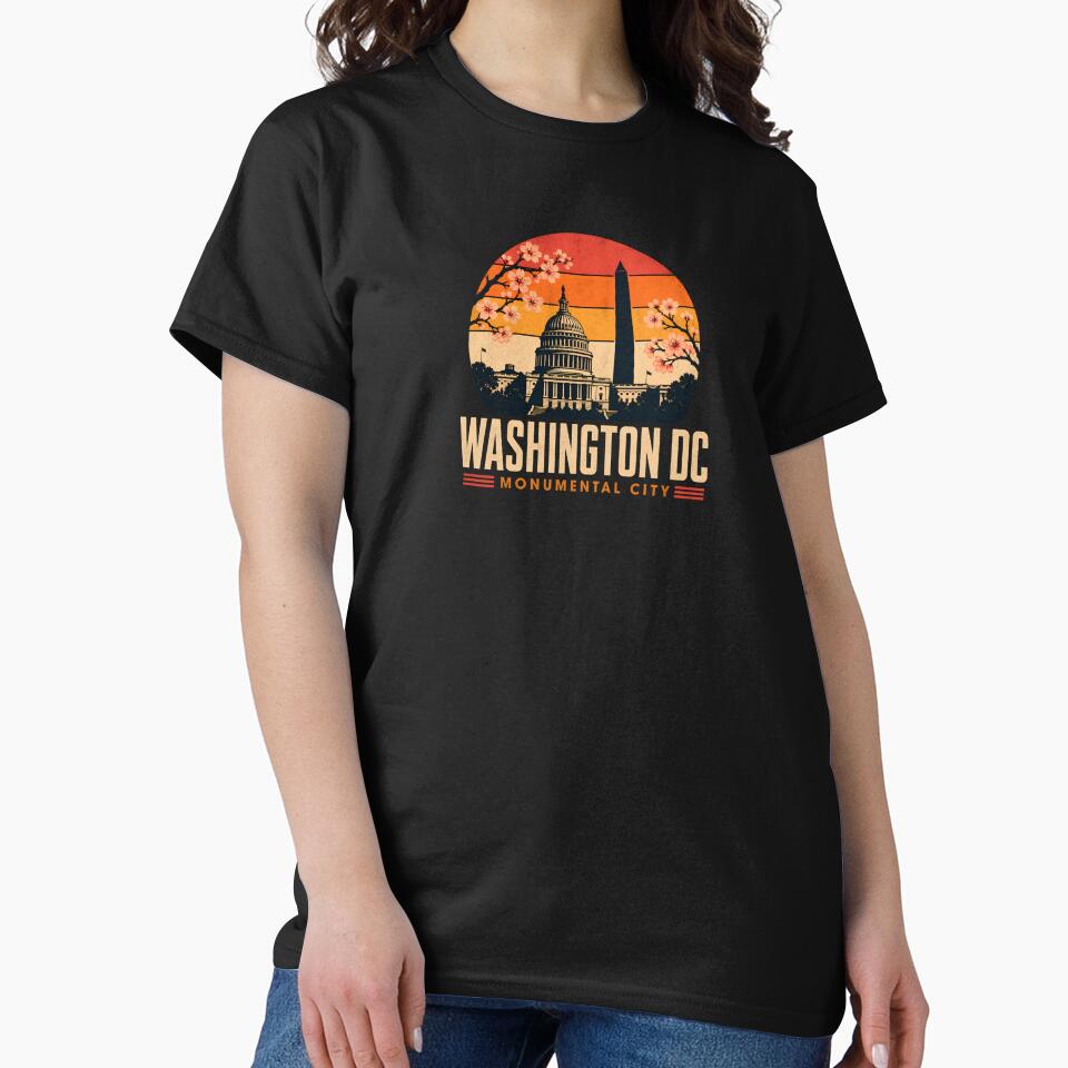 Washington DC Monumental City Retro Sunset by Fenay Designs