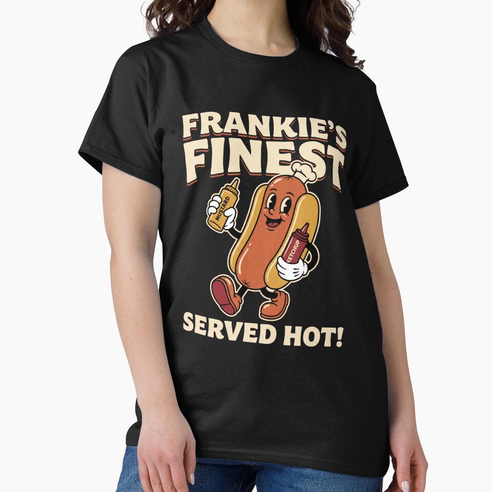 Frankie's Finest Served Hot Vintage Hotdog Cartoon by TeNovaStudio