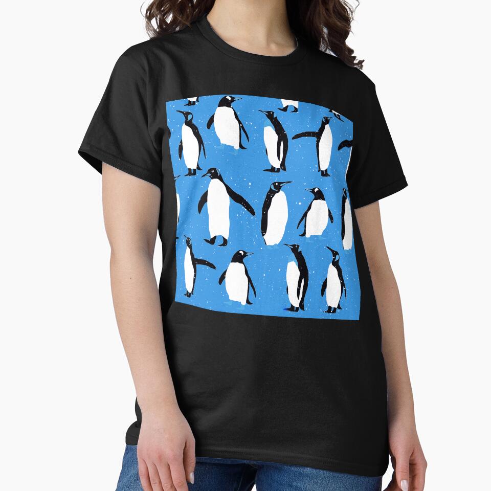 Cute Christmas Penguins Pattern On Holiday Xmas Blue by DEC02