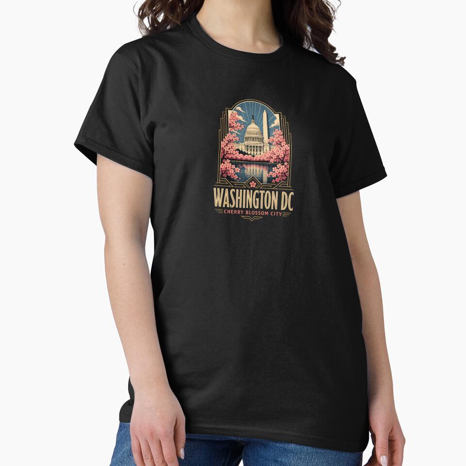 Washington DC Cherry Blossom City Art Deco by Fenay Designs