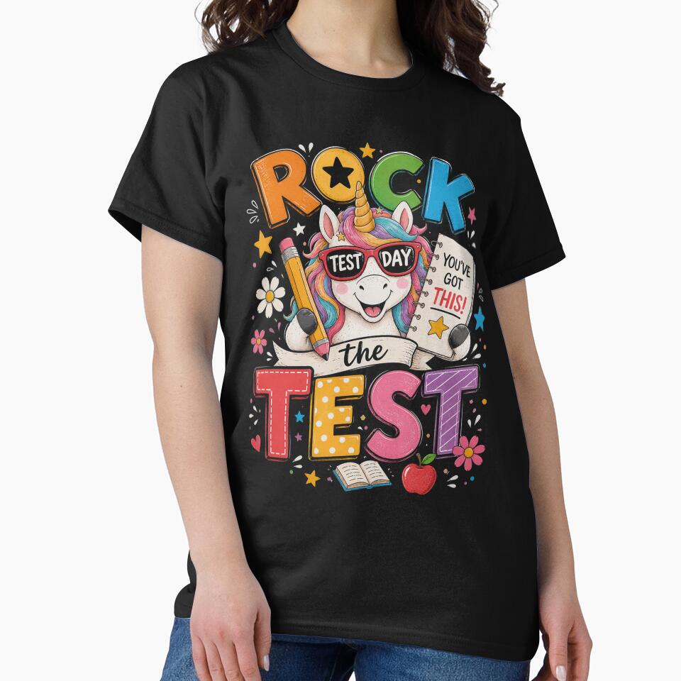 Rock The Test Day Funny Unicorn Exam Testing Day School by OlakunleOloroz