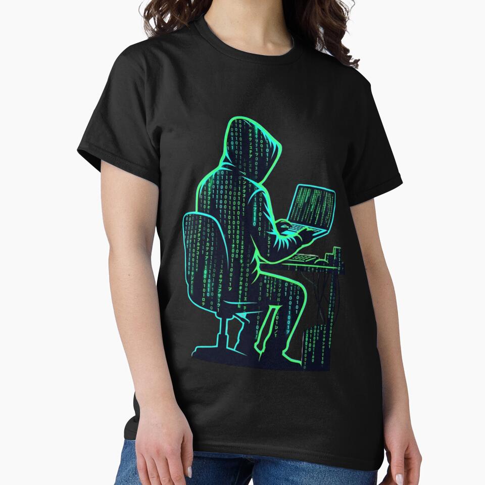 Code Rain Hacker Matrix Style Shirt by KurtByteStudio