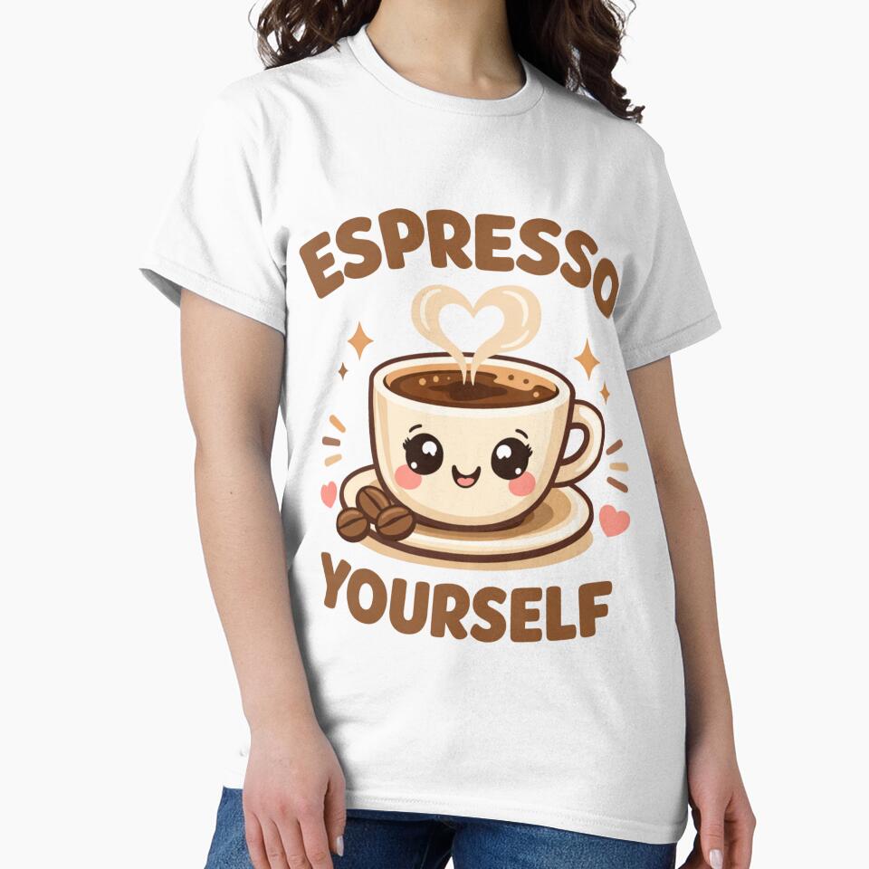 Espresso Yourself – Funny Coffee Pun Caffeine Lover Design by rushaib