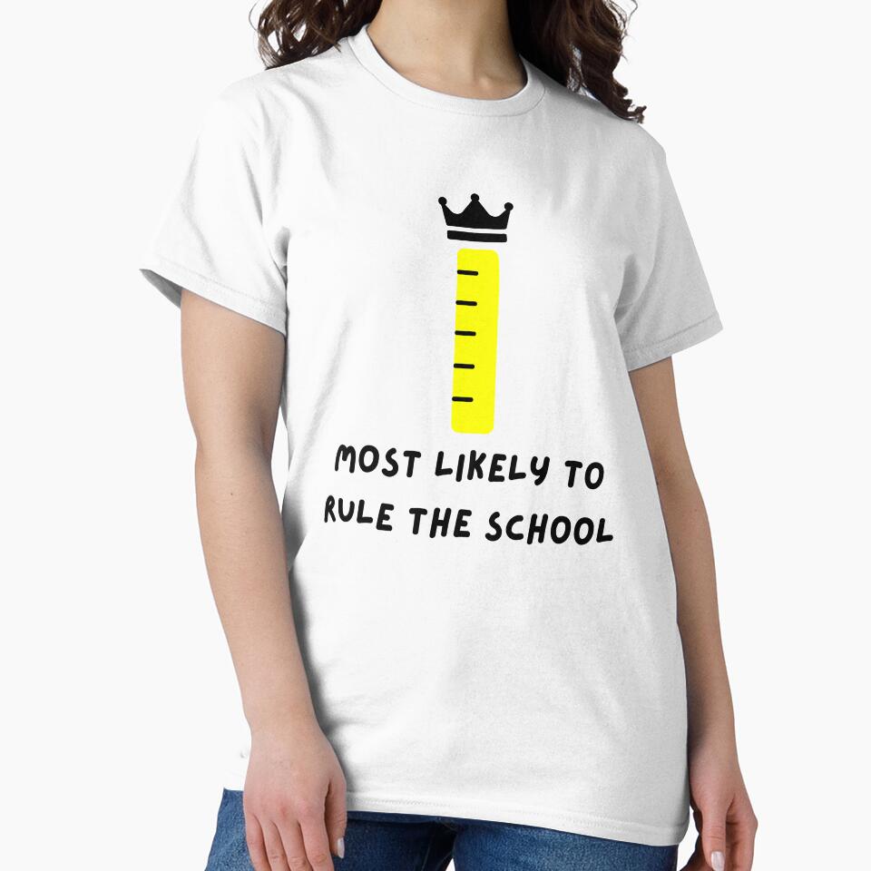 Most likely to rule the school: cute crowned ruler pun (yellow) by NerdyChibi