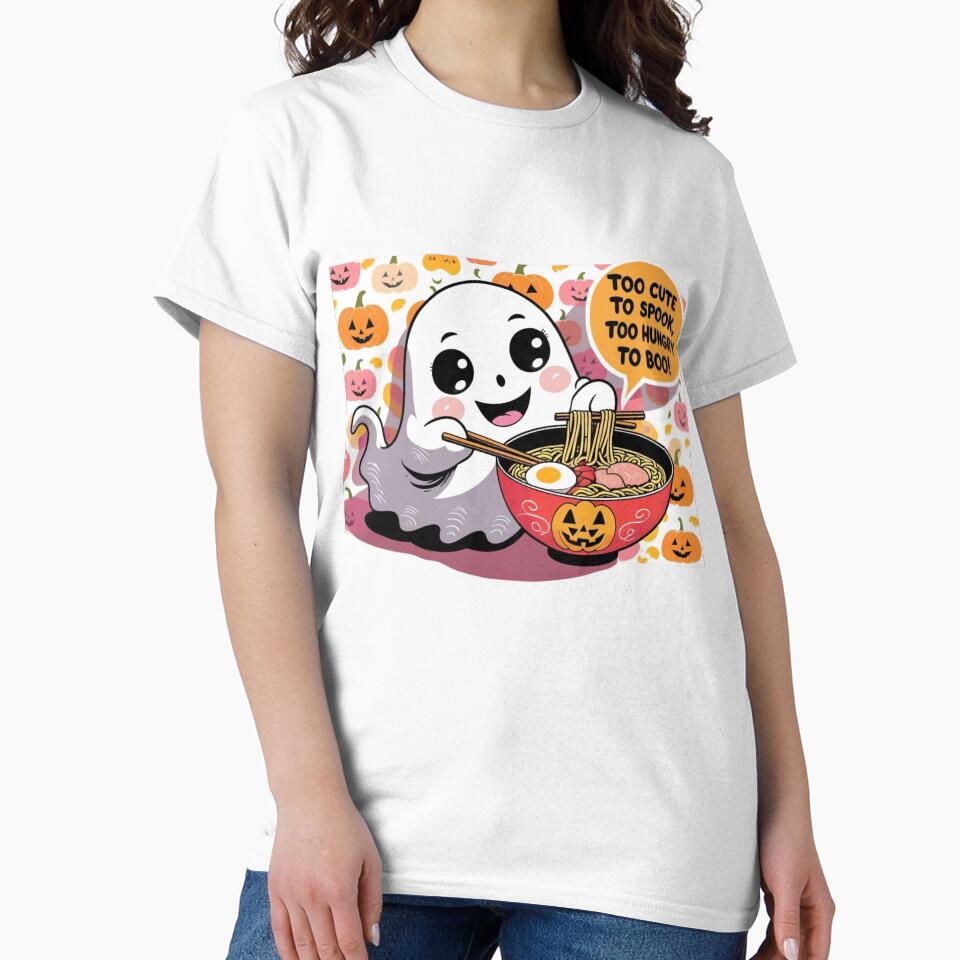 Kawaii Ghost Eating Ramen – Too Cute to Scary by All Creative Designer